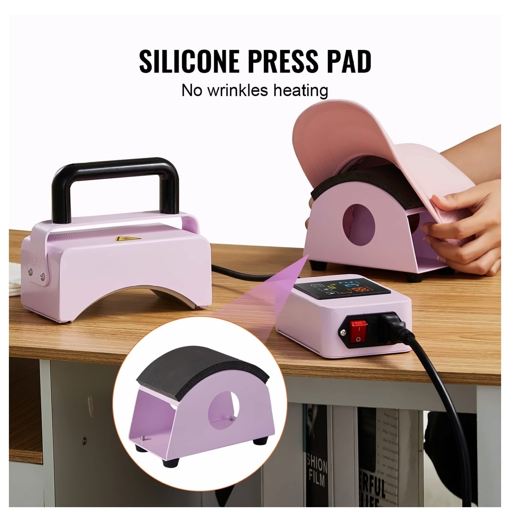 Hat Press Machine Mini for Caps 5.9x3.15 inch Heat Press Purple