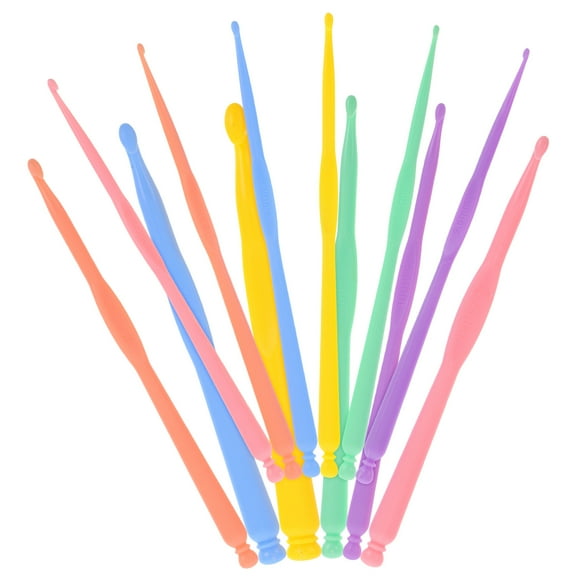 Masteelf 12pcs Plastic Crochet Hooks Set  Colorful ABS Crochet Needles Ergonomic Handle Crochet Knitting Needles for Yarn Weaving