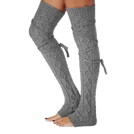 

LisenraIn Women Winter Warm Cotton Over Knee Knit Crochet Long Socks