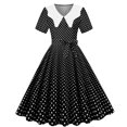 thumbnail image 2 of B91xZ Flowy Robes pour les Femmes V Cou Décontracté Ample Flowy Swing Robes, Noir M, 2 of 5