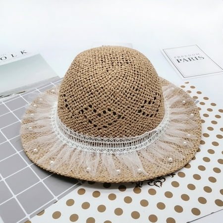

ãtotoãkids hats caps kids summer straw lace gauze hat princess bucket beach sun protection hat