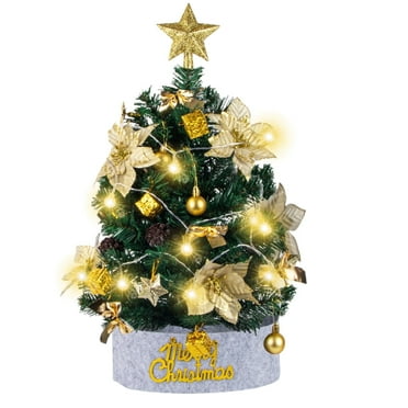Fohil 24 Inch Small Christmas Tree with Light, Mini Tabletop Christmas Tree for DIY Christmas Decor