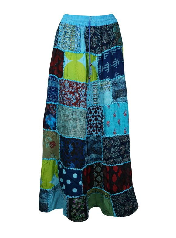 Mogul Women Vintage Assorted Maxi Skirt, Bohemian Summer Skirt, Boho Skirt Indian Handmade Patchwork Skirts S/M