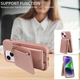 thumbnail image 6 of SaniMore RFID Blocking Wallet Case for iPhone 14 Plus, Crossbody Zipper Purse Case for Women/Girls, Wrist Strap PU Leather Card Holder Kickstand Cover for Apple iPhone 14 Plus, Rosegold, 6 of 9