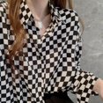 thumbnail image 5 of Spdoo Women Plaid Shirt Long Sleeve Turn-down Collar Long Button down Casual Blouse Tops Stylish Loose Shirts Tunic Blouse S, 5 of 5