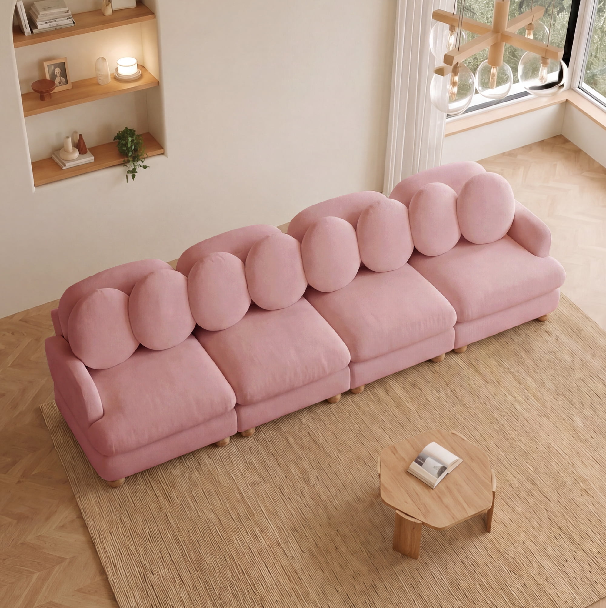 123" Large Chenille Modular Sectional Sofa 4 Seater Deep Seat Couch with 8 Throw Pillows