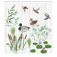 thumbnail image 3 of Ambesonne Duck Shower Curtain, Lake Animals Plants, 69"Wx84"L, White Green, 3 of 5
