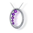 thumbnail image 1 of 0.5 CTW Collier Pendentif Fantaisie Améthyste Violet Rond en Argent Sterling.925 avec 18K, 1 of 1