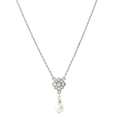 thumbnail image 4 of 1928 Jewelry Women's Silver Tone Faux Pearl And Crystal Pendant Necklace 16" + 3" Extender, 4 of 4