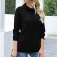 thumbnail image 4 of Women's Long sleeves Solid High Neck Sweatshirts Casual Drawstring Loose Lightweight Pullover, 4 of 7