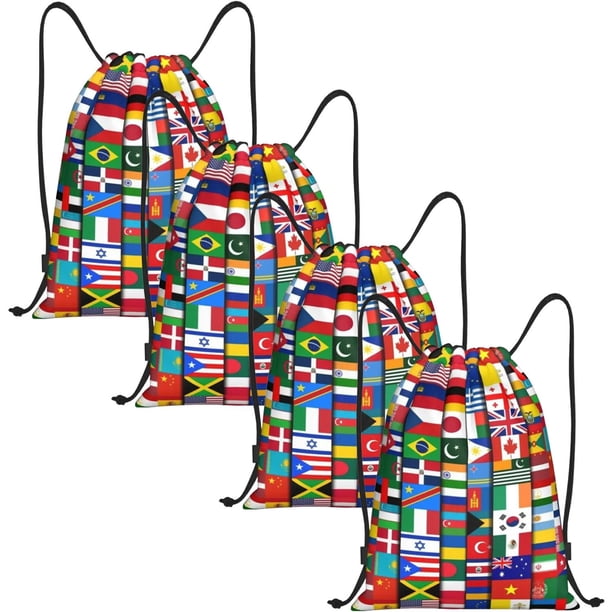 Mochila VentDepot GloFlagsLace 4 Piezas Capacidad 10 kg estampado de banderas Deportiva con cordones