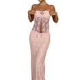 thumbnail image 1 of Faithtur Women?s 2 Piece Summer Outfits, Strapless Drawstring Lace Tube Tops + Long Skirt Set, 1 of 6