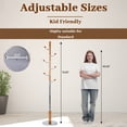 thumbnail image 4 of PUKNLYWooden Coat Rack Freestanding, Hall Tree Hanger with Resin Hooks, Adjustable Heavy Duty Coat Stand for Hanging Clothes, Bags, Hats, and Umbrellas in Living Room, Bedroom, Entryway, and Hallway, 4 of 8