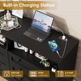 thumbnail image 2 of Bingirl Élégant Rustique Noir Commode 6 Tiroirs avec Bande Lumineuse LED et Prise de Charge : Rangement Idéal pour Toute Pièce, 2 of 6