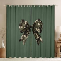 Feelyou Chic Camouflage Bow Curtains Pack of 2 (42x84 Each) for Kids, Kawaii Fashion Bow-tie Curtains Blackout, Cute Bowknot Bedroom Curtains, Black Out Curtains Decor