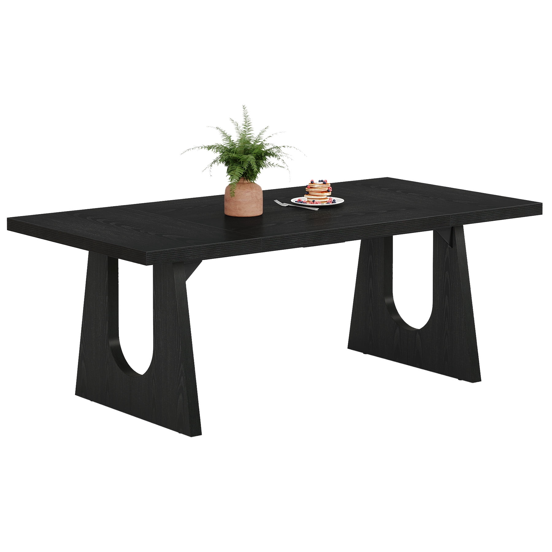 Fnova 70.9" Rectangular Dining Table for 6-8 People, Large Farmhouse Wood Kitchen Table with Heavy Duty Legs, Easy to Assemble