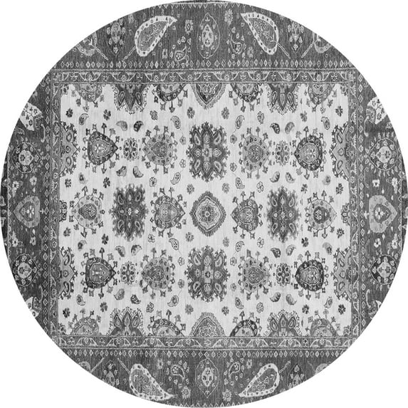 Ahgly Company Indoor Round Abstract Gray Modern Area Rugs, 8' Round