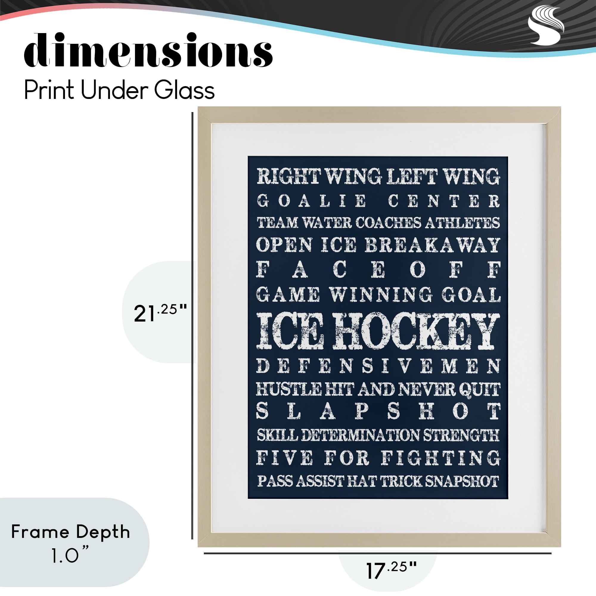 Stupell Industries Ice Hockey Expressions Birch Framed Print Under Glass, design by Melody Hogan