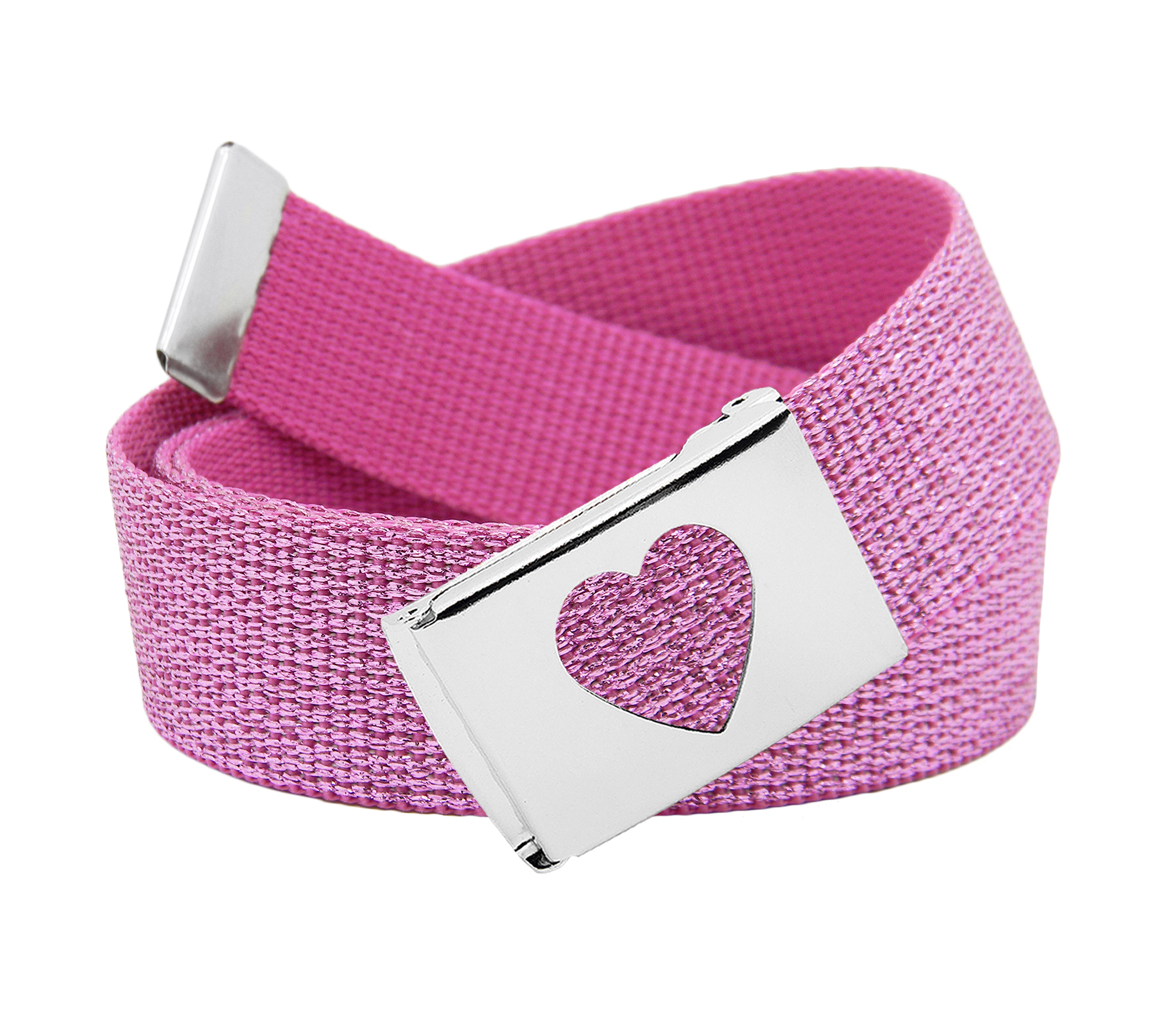 Build A Belt Women's Silver Flip Top Heart Belt Buckle with Canvas