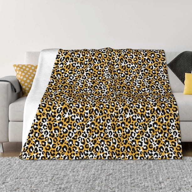 Fotbe Leopard Manta de Franela con Estampado, Manta Ultrasuave para Cama, Sofá, Auto, Hipoalergénica y Antibolitas-60"x50"