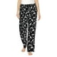 thumbnail image 1 of Balery Black White Leaves Pantalones de pijama para mujer, pijamas ultraligeros, pantalones de estar por casa-Small, 1 of 6