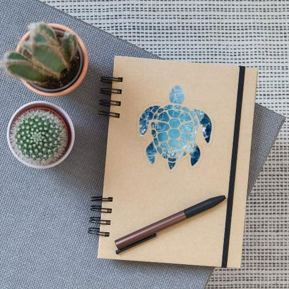 Blue Botanicals Sea Turtle Transparent Blue Sticker Laptop I-Pad Rear Window Car Truck  4" Vinyl
