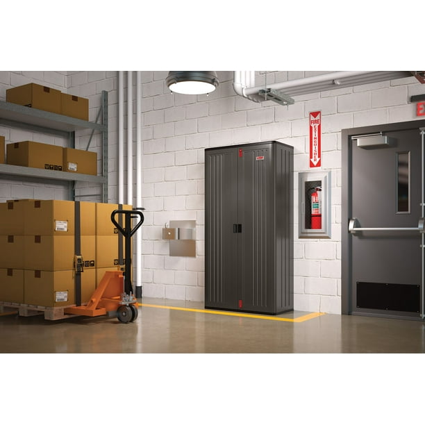 Suncast 80-inch x 40-inch 4-Shelf Storage Cabinet Locker, Black