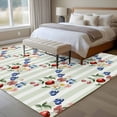 thumbnail image 5 of Red Cherry Blueberry Washable Area Rug 8 x 10 ft Country Farmhouse Flower Leaf Green Stripe, Soft Non Slip Rugs Stain Repellent Indoor Felt Carpet for Living Dining Room Bedroom Home Office, 5 of 9