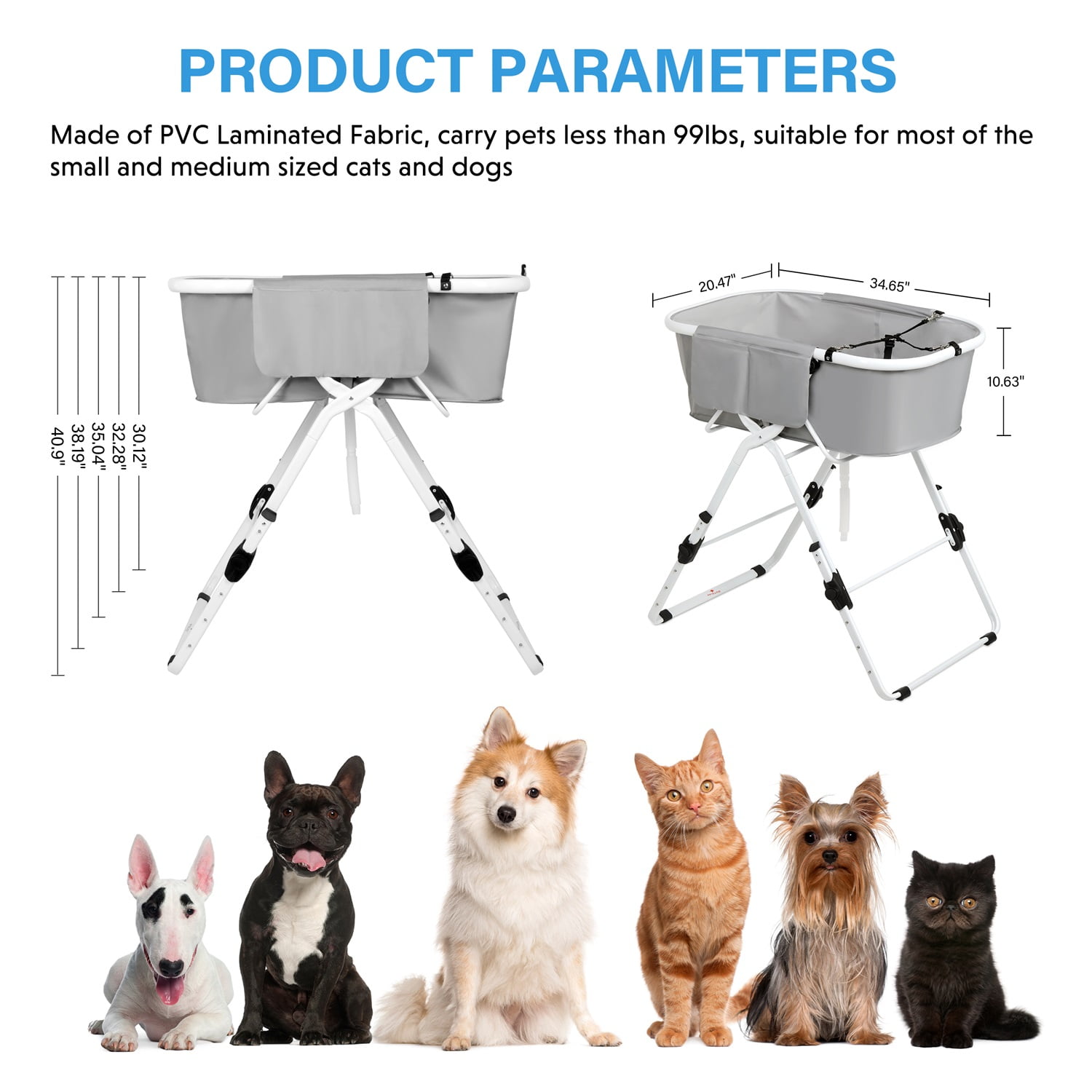 Pefilos 40" Elevated Dog Bath Tub and Wash Station for Bathing Shower and Grooming for Small and Medium Size Dogs, Cats, Gray Pefilos 40" Elevated Dog Bath Tub and Wash Station for Bathing Shower and Grooming for Small and Medium Size Dogs, Cats, Gray