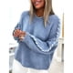 thumbnail image 4 of Suéteres de Gran Tamaño para Mujer, Suéter de Cuello Redondo con Costuras en Contraste, Suéter de Punto , Suéteres. Azul XL, 4 of 7