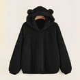 thumbnail image 2 of Duoif Womens Hoodies Pullover Women's Hooded Fleece Jacket - Plush Material with Pockets Womens Tops Black L, 2 of 8