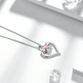 thumbnail image 4 of Love Heart Bow Necklace October Birthstone Pendant Pink Tourmaline Sterling Silver Women Valentine's Day Gifts for Her Juwaliy, 4 of 8