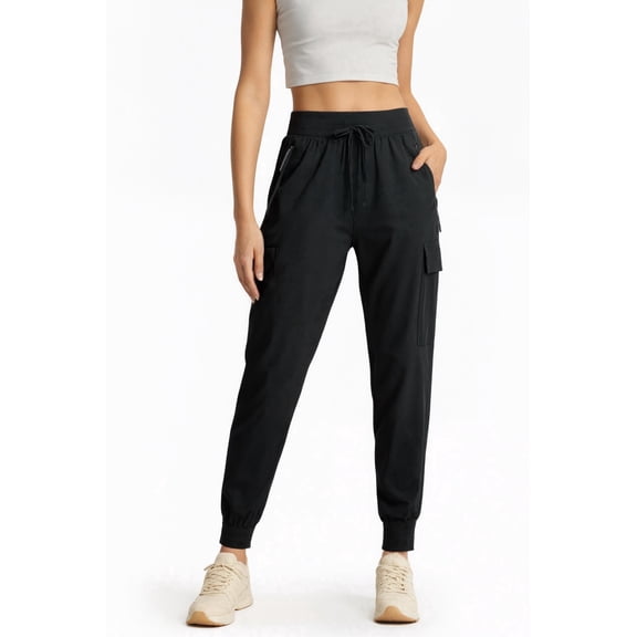 MASKERT Women's Cargo Pants Lightweight-Quick Dry Hiking Pants Athletic Lounge Casual Travel Black (Size XS-XXXL)