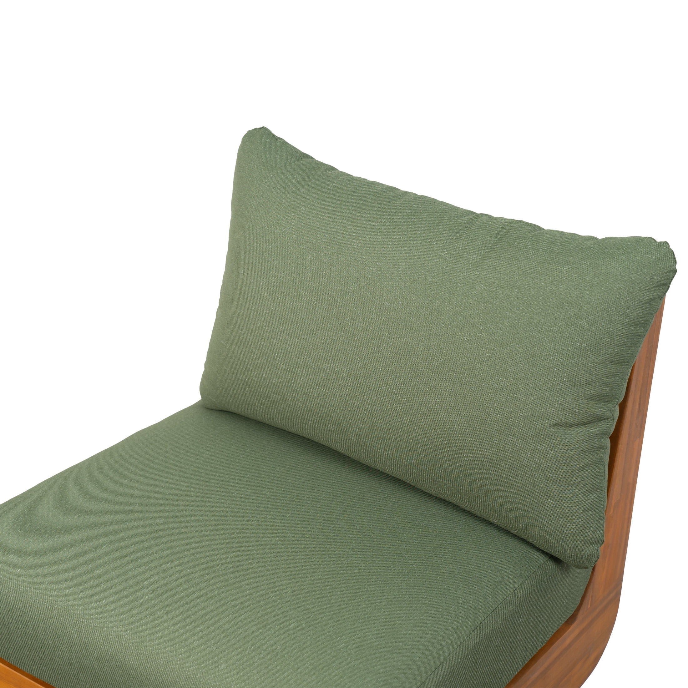Christopher Knight Home Mid-Century Modern Outdoor Low Lounge Chair with Cushions, Solid Wood Frame, Green