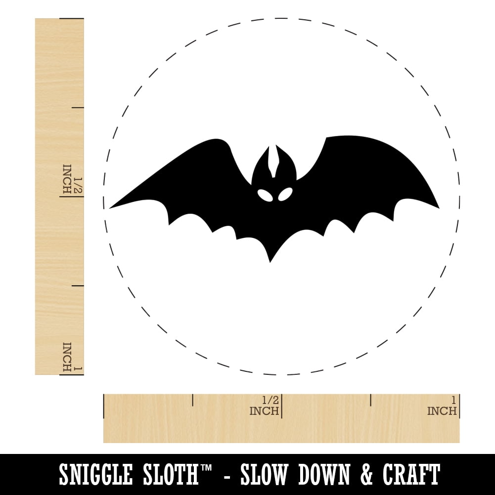 Bat Halloween Self-Inking Rubber Stamp Ink Stamper - Black Ink - Medium 1 Inch