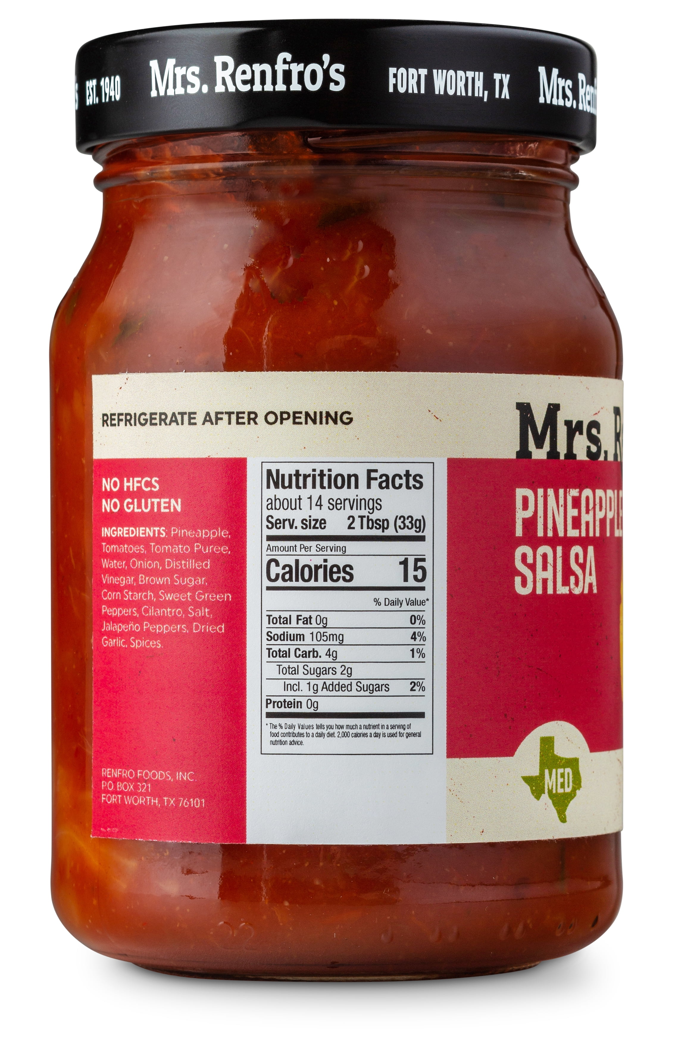 (3 pack) Mrs. Renfro's Gourmet Pineapple Salsa, Medium Heat, 16 oz Jar