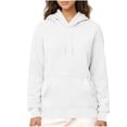 thumbnail image 2 of Otntypg Women's Hoodies Thick Fleece Lined Hooded Sweatshirt Plush Thick Warm Sherpa Lined Heavyweight Long Sleeve Drawstring Pullover Tops with Pocket White M, 2 of 8