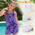 thumbnail image 6 of Xoenoiee Purple Tie Dye Print Girls 2 Piece Tankini Swimsuits, Breathable Modest Bathing Suit Round Neck Swimwear with Sporty Swim Shorts, 6-7 Years, 6 of 7