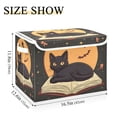 thumbnail image 5 of Yayeee Collapsible Cube Storage Bin with Lid Fabric Closet Decorative Basket with Handles, Orange Halloween Cat, 5 of 7