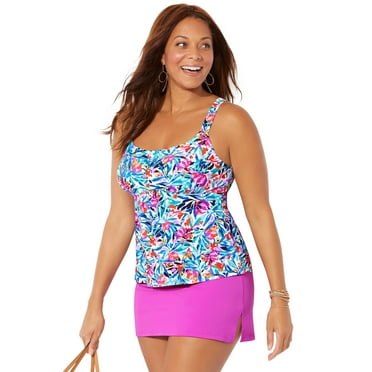 Swimsuits for All Flared Tankini Set With Side Slit Skirt