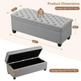 thumbnail image 5 of 51" Fabric Storage Ottoman Bench, Tufted Upholstered Rectangle Storage Bench with Hinge for End of Bed Bedroom Living Room Hallway (Light Gray), 5 of 10