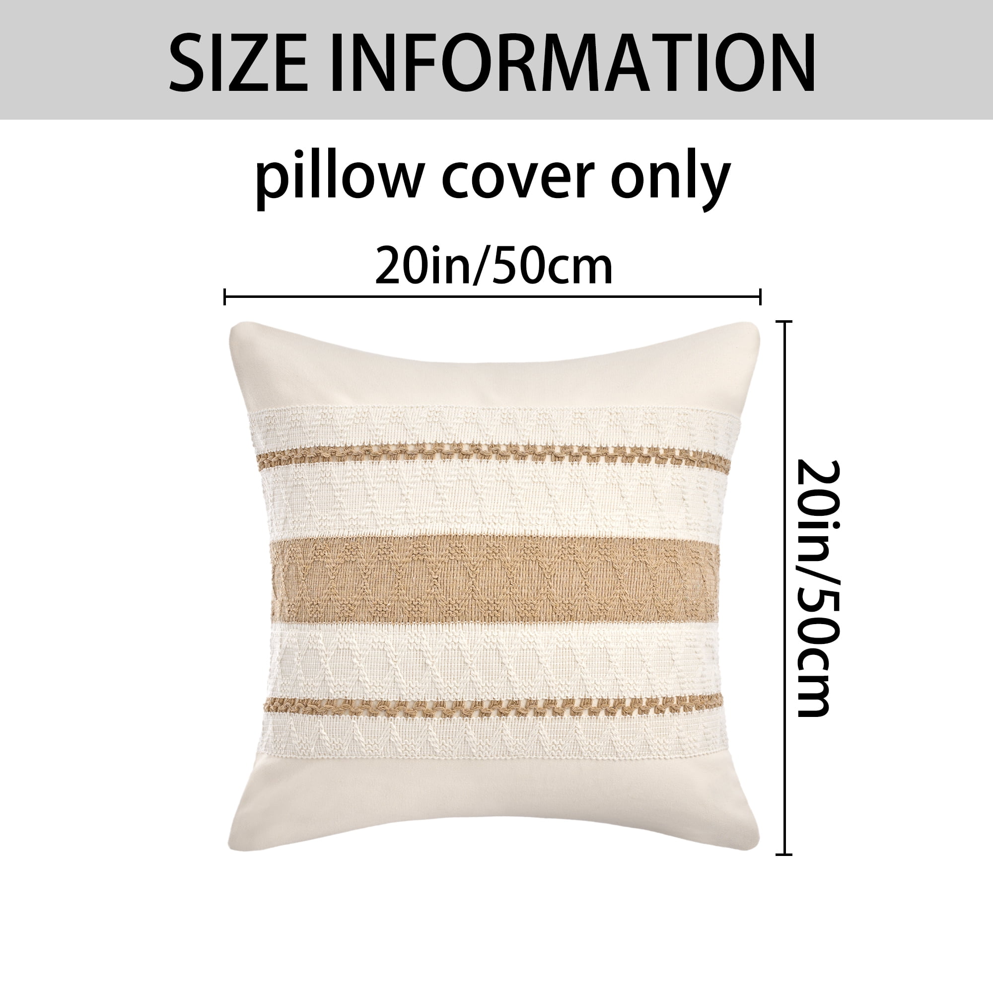Unique Bargains Striped Throw Pillow Covers Pack of 2 Khaki 20" x 20"