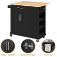 thumbnail image 4 of Alden Design Kitchen Island Cart with Solid Wood Top and Storage, Black, 4 of 12
