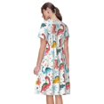 thumbnail image 2 of Bixox Robe d'Été à Manches Courtes pour Femmes Robe Ample Longueur Genou avec Poches-Dinosaure, 2 of 7