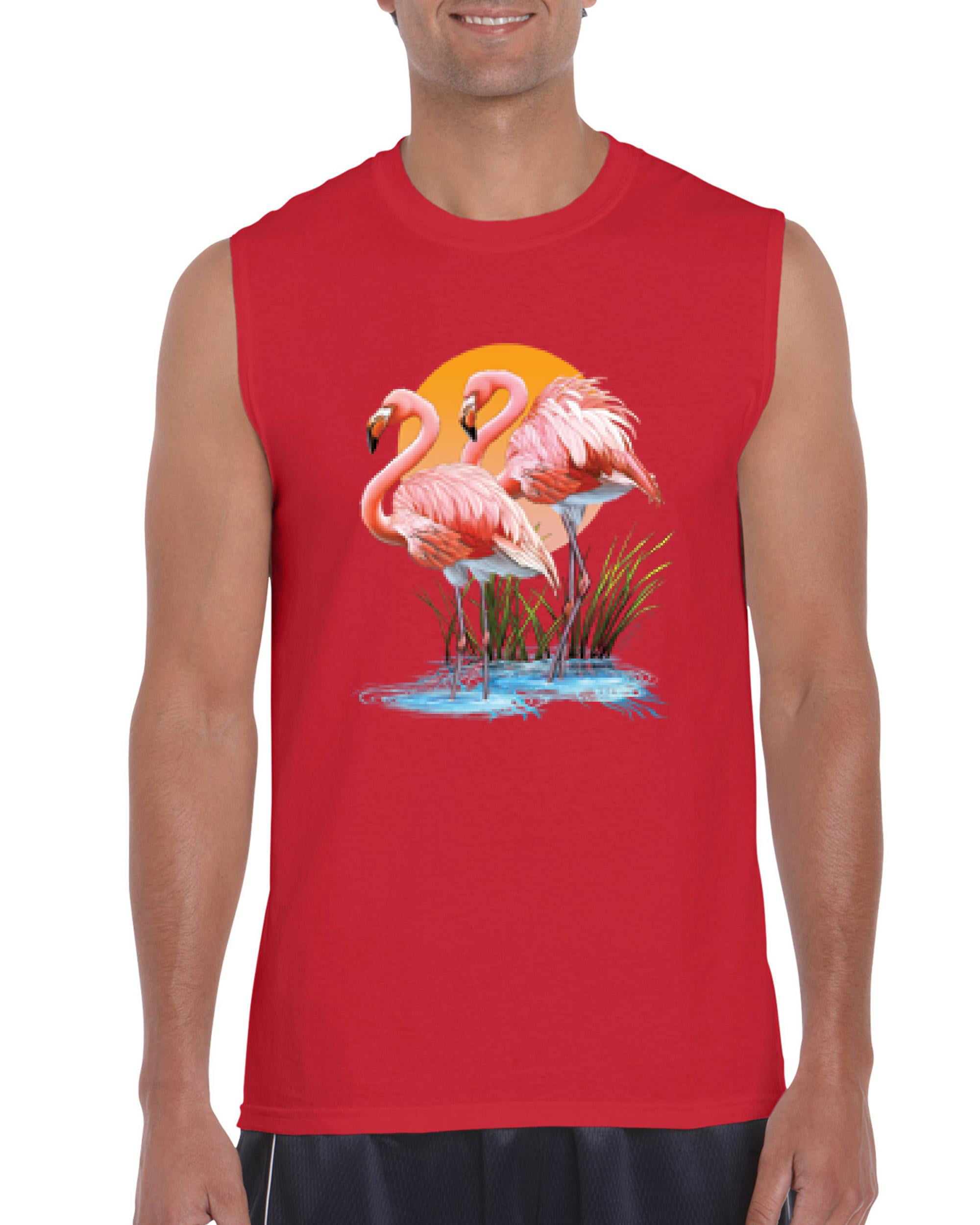 Artix - Mens Pink Flamingos In Water Ultra Cotton Sleeveless T-Shirt ...