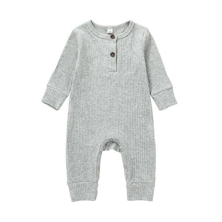 

Newborn Baby Knitted Romper Bodysuit Set Girl Boy Cute Long Sleeve Buttons Jumpsuit Playsuit Autumn Outfit Clothes 0-18 Months