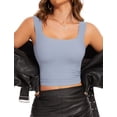 thumbnail image 2 of YANDW Square Neck Tank Top Sleeveless Yoga Workout Cami Crop Tops for Women Blue,M, 2 of 6