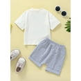 thumbnail image 3 of Bagilaanoe 2pcs Toddler Baby Boy Short Pants Set Letters Print Short Sleeve T-Shirt Tops + Shorts 6M 12M 18M 24M 3T Kids Casual Summer Outfits, 3 of 9