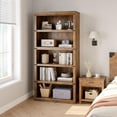 thumbnail image 3 of 5 Shelf Bookcase, Modern Floor Standing Display Storage Shelves, 32 in Wide Freestanding Wooden Bookshelves with Open Compartment, Bookcase Home Decor Furniture for Office, Library, Gray, 3 of 5