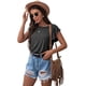 thumbnail image 3 of Tops de verano Camisas de punto Casual Ruffle Manga corta Top Cuello redondo Túnica Tank Tops Tee Blusa para mujer Fokelyi FSHY005-2, 3 of 5
